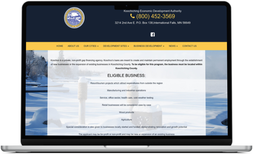 koochco loan program page from their website as seen on a laptop